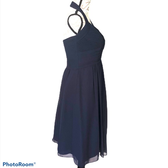 Bill Levkoff Navy Halter Bridesmaid Dress - Picture 8 of 13
